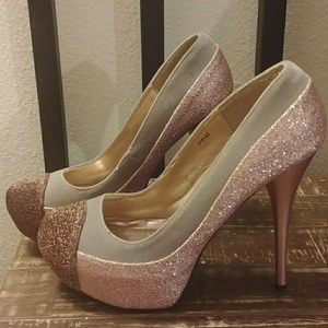 Pink brown and gray heels